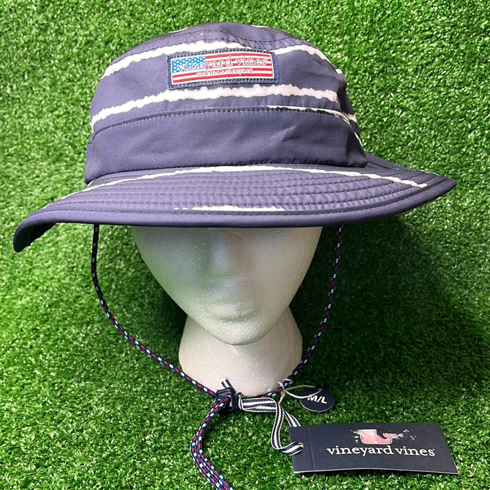 NWT Vineyard Vines Linear Tie Dye Bucket Hat Cap Blue M/L